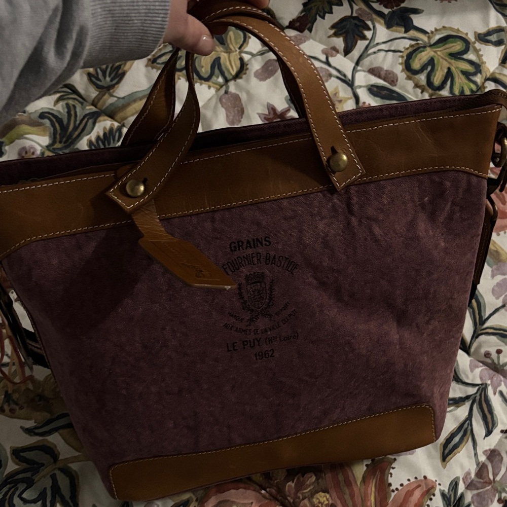 Brown and Purple Canvas Tote Bag